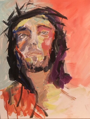 Schilderij getiteld "Le Christ" door Francoise Leblanc, Origineel Kunstwerk, Acryl
