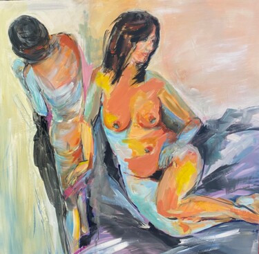 Painting titled "Duo de femmes" by Francoise Leblanc, Original Artwork, Acrylic