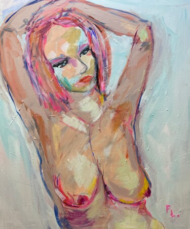 Painting titled "Buste de femme libre" by Francoise Leblanc, Original Artwork, Acrylic