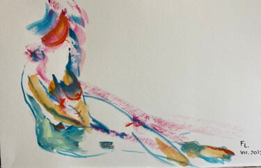 Dessin intitulée "Femme colorée 2" par Francoise Leblanc, Œuvre d'art originale, Aquarelle