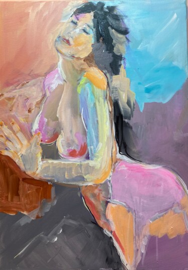 Femme delicate Peinture intitulée "Femme delicate" par Francoise Leblanc, Œuvre d'art originale, Acrylique
