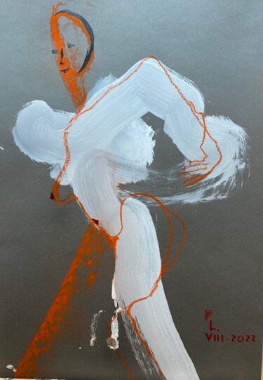 Drawing titled "Femme 1" by Francoise Leblanc, Original Artwork, Pastel