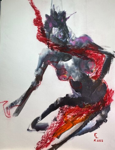 Malerei mit dem Titel "Femme je t aime 2" von Francoise Leblanc, Original-Kunstwerk, Acryl