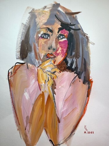 Картина под названием "FEMME SAGE" - Francoise Leblanc, Подлинное произведение искусства, Акрил