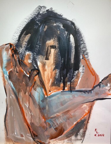 Painting titled "HOMME AUX CHEVEUX L…" by Francoise Leblanc, Original Artwork, Acrylic