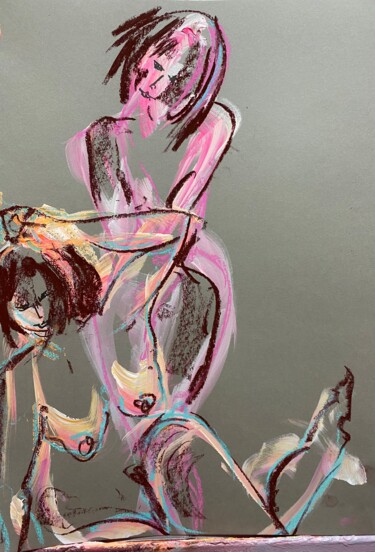 Dibujo titulada "Dessiner la femme" por Francoise Leblanc, Obra de arte original, Tiza