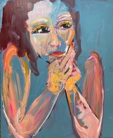 Painting titled "COLLECTION PORTRAIT…" by Francoise Leblanc, Original Artwork, Acrylic Mounted on Wood Stretcher frame