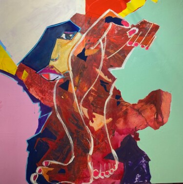 Pintura titulada "REGARD INDISCRET D'…" por Francoise Leblanc, Obra de arte original, Acrílico Montado en Bastidor de camill…