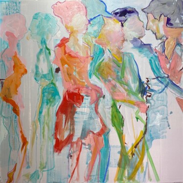 Картина под названием "T70 CONVERSATION DE…" - Francoise Leblanc, Подлинное произведение искусства, Акрил Установлен на Дере…