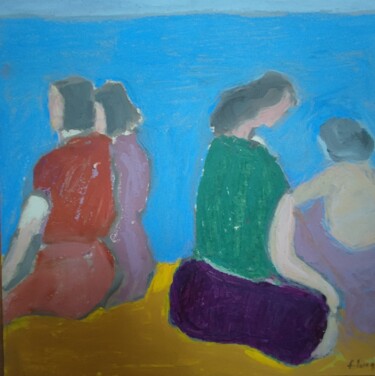 Pittura intitolato "femmes sur la plage" da Françoise Lucq, Opera d'arte originale, Olio