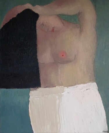 Peinture intitulée "Femme aux longs che…" par Françoise Lucq, Œuvre d'art originale, Huile Monté sur Châssis en bois