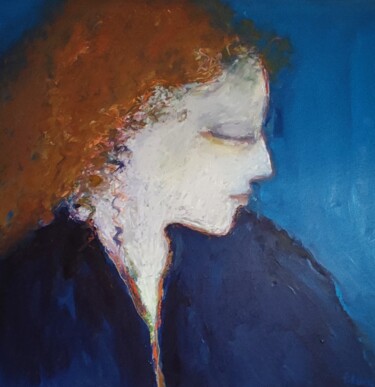 Painting titled "FEMME AUX CHEVEUX O…" by Françoise Lucq, Original Artwork, Oil Mounted on Wood Stretcher frame