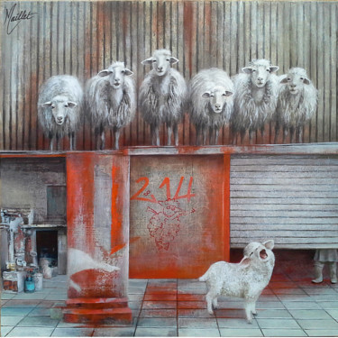 Peinture intitulée "Les moutons" par Françoise Maillet, Œuvre d'art originale, Acrylique