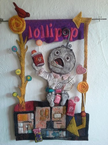 Art textile intitulée "Lollipop" par Françoise Maillet, Œuvre d'art originale, Broderie