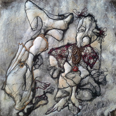 Arte textil titulada "Dame Mystique" por Françoise Maillet, Obra de arte original, Bordado
