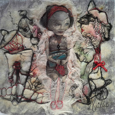 Arte textil titulada "De nulle part" por Françoise Maillet, Obra de arte original, Bordado