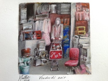 Painting titled "Vendredi Noir" by Françoise Maillet, Original Artwork, Pastel