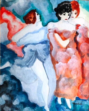 Peinture intitulée "Femmes gris perle é…" par Françoise Marchetti, Œuvre d'art originale, Aquarelle