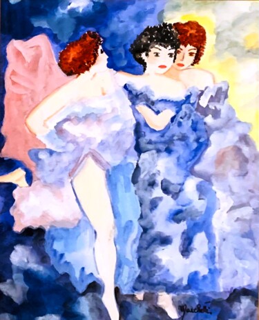Painting titled ""Femmes parmes éclo…" by Françoise Marchetti, Original Artwork, Watercolor