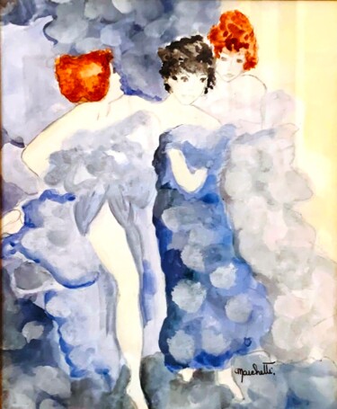 Painting titled ""Femmes gris perle…" by Françoise Marchetti, Original Artwork, Watercolor
