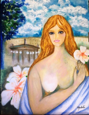 Painting titled ""Femme au kiosque e…" by Françoise Marchetti, Original Artwork, Pastel