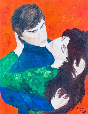 Malerei mit dem Titel ""Le baiser en espér…" von Françoise Marchetti, Original-Kunstwerk, Öl Auf Keilrahmen aus Holz montiert