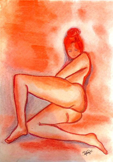 绘画 标题为“"Nu indolent en ora…” 由Françoise Marchetti, 原创艺术品, 粉彩