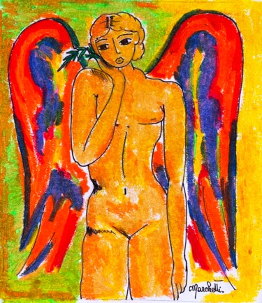 绘画 标题为“"L'ange à la branch…” 由Françoise Marchetti, 原创艺术品, 粉彩