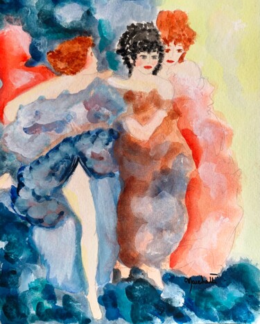 Malerei mit dem Titel "" Les trois sœurs é…" von Françoise Marchetti, Original-Kunstwerk, Aquarell