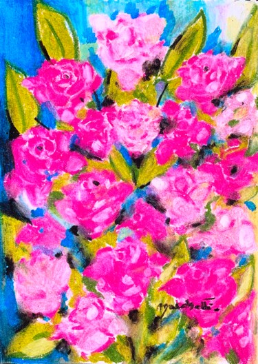 Painting titled ""Parterre de roses"" by Françoise Marchetti, Original Artwork, Pastel