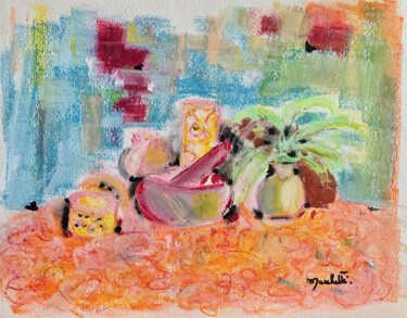 Painting titled "Composition colorée" by Françoise Marchetti, Original Artwork, Pastel