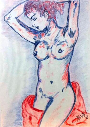 Pintura titulada "Sortie de bain oran…" por Françoise Marchetti, Obra de arte original, Pastel