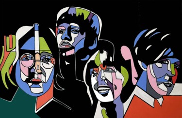 Peinture intitulée "The Beatles" par Francoise Minet, Œuvre d'art originale, Acrylique