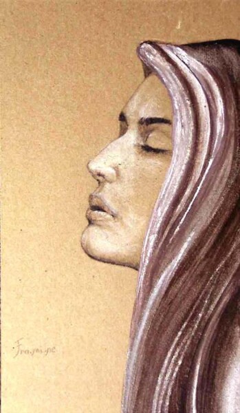 Dessin intitulée "portrait de femme" par Françoise Néri (Framine), Œuvre d'art originale, Autre