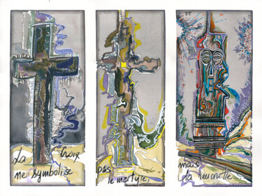 Pintura titulada "La croix, le martyr…" por Françoise Niel Aubin, Obra de arte original, Acuarela