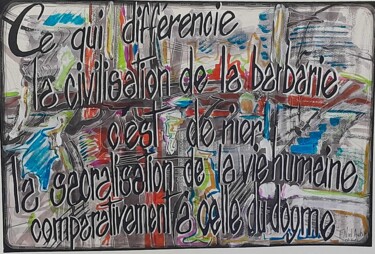 Ζωγραφική με τίτλο "Civilisation et bar…" από Françoise Niel Aubin, Αυθεντικά έργα τέχνης, Ακουαρέλα