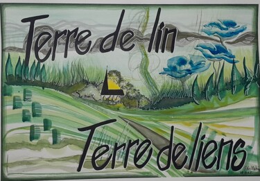 Malerei mit dem Titel "Terre de lin." von Françoise Niel Aubin, Original-Kunstwerk, Aquarell