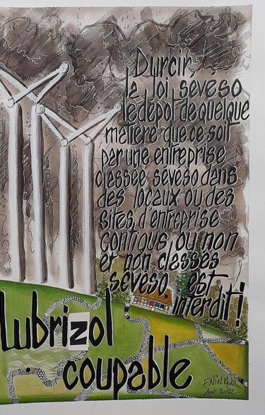 Картина под названием "LUBRYSOL" - Françoise Niel Aubin, Подлинное произведение искусства, Акварель