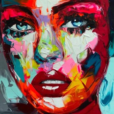 Painting titled "MIRKA" by Françoise Nielly, Original Artwork, Oil Mounted on Wood Stretcher frame