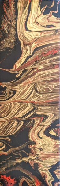 绘画 标题为“Une plume dorée au…” 由Françoise Petitjean, 原创艺术品, 丙烯 安装在木质担架架上