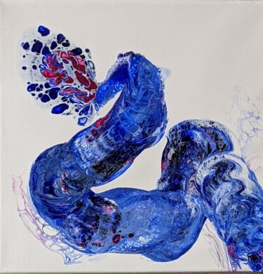 Pintura intitulada "Le reptile bleu 2" por Françoise Petitjean, Obras de arte originais, Acrílico Montado em Armação em made…