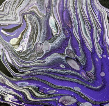 Картина под названием "Pluie violette" - Françoise Petitjean, Подлинное произведение искусства, Акрил Установлен на Деревянн…