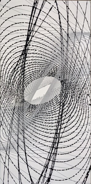 Peinture intitulée "L'oeil du cyclone b…" par Françoise Petitjean, Œuvre d'art originale, Acrylique Monté sur Châssis en bois