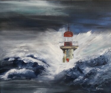 Peinture intitulée "Tempête sur le phare" par Francoise Raye, Œuvre d'art originale, Acrylique