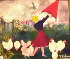 Peinture intitulée "Porte et parapluie" par Françoise Rischmann, Œuvre d'art originale