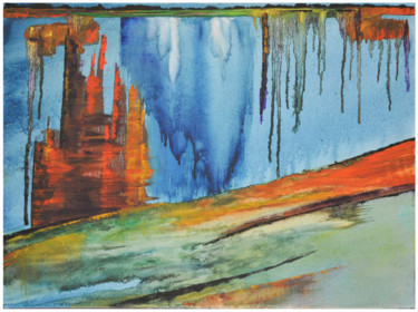 Peinture intitulée "cascade" par Franou, Œuvre d'art originale, Huile
