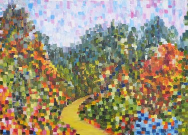 Peinture intitulée "Le Chemin" par Françoise Rutillet, Œuvre d'art originale, Huile
