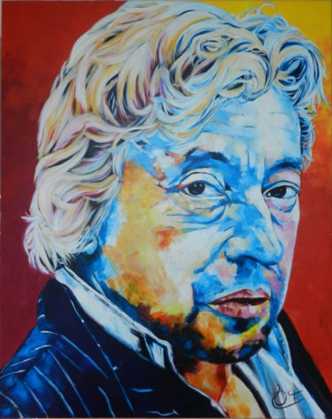 Painting titled "Gainsbourg" by Francoise Souriau, Original Artwork, Acrylic Mounted on Wood Stretcher frame