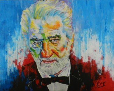 Painting titled "Eddy Mitchell" by Francoise Souriau, Original Artwork, Acrylic Mounted on Wood Stretcher frame
