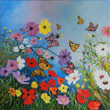 Malerei mit dem Titel "floral3" von Francoise Souriau, Original-Kunstwerk, Öl